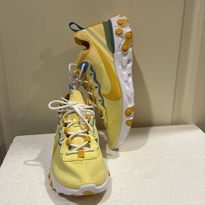 Nike React Element 55 womens lace up sneakers size 8.5 yellow blue